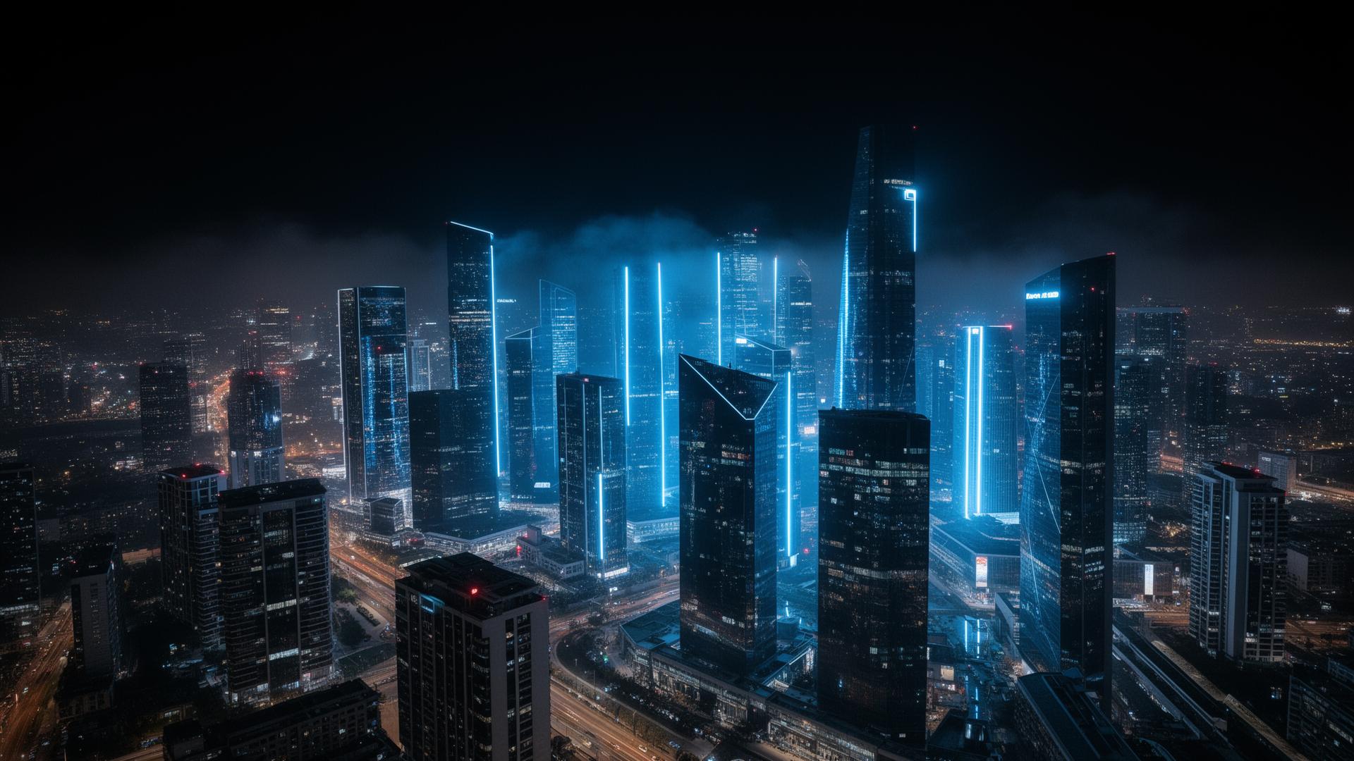 Cinematic city skyline
